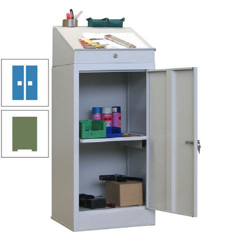 Stehpult mit Schrank - Vollblechtür - Zylinderschloss - 1 Ausziehboden - 1.270x500x500 mm (HxBxT) - anthrazitgrau