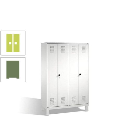 Doppel-Spind, Doppeltüren, Garderobenschrank mit Füßen, 4 Abteile a 300 mm, Korpus anthrazitgrau, Tür anthrazitgrau, 1.850 x 1.200 x 500 mm (HxBxT)