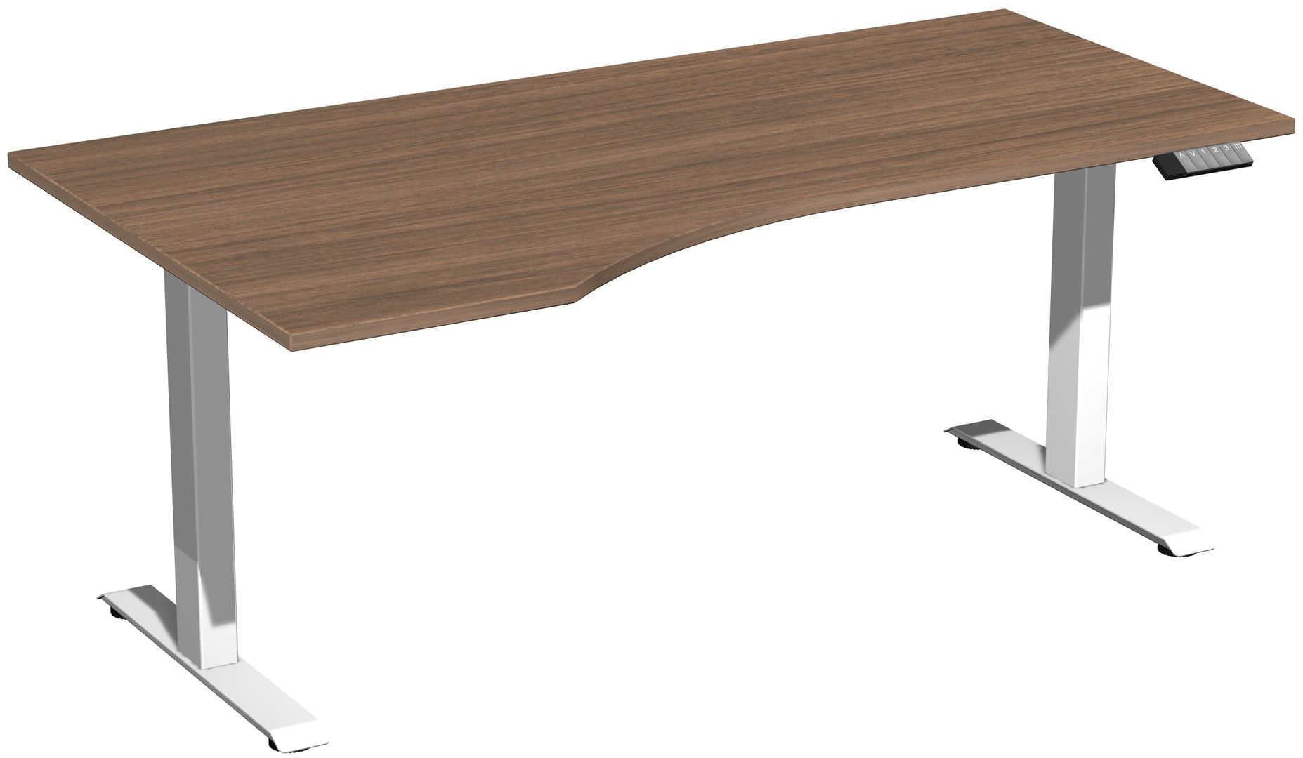 Eckschreibtisch, Ecke links, Elevate Basic, elektronisch höhenverstellbar, 730 - 1.230 x 1.800 x 1.000 mm (HxBxT), Gestell anthrazit, Dekor Ahorn