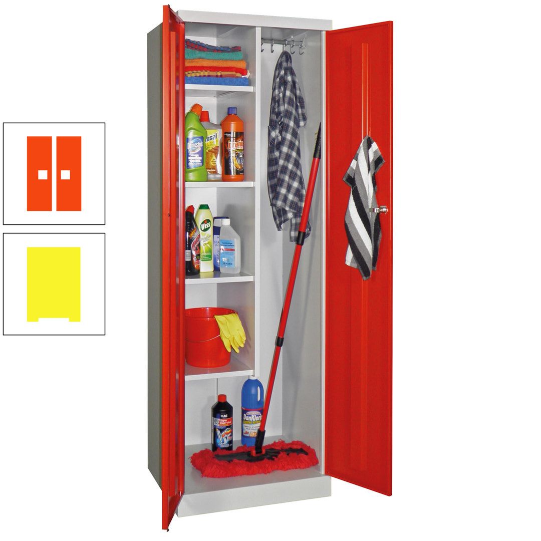 Putzschrank mit Sockel - 1 Abteil mit Trennwand - 1.800x600x500 mm (HxBxT) - Zylinderschloss - anthrazitgrau