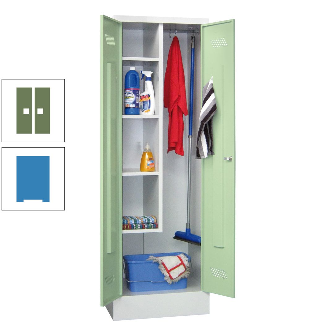 Putzschrank mit Sockel - 1 Abteil mit Trennwand - 1.850x600x500 mm (HxBxT) - Drehriegel - anthrazitgrau