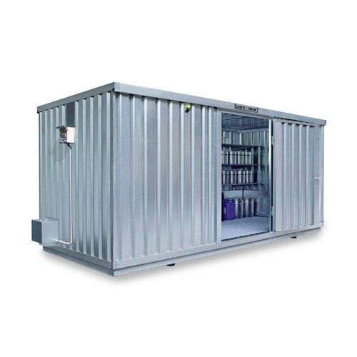 Gefahrstoffcontainer - Gefahrstoffdepot - 2.300 x 5.080 x 2.170 mm (HxBxT) - Auffangvolumen 1.480 l - mit Sensorlüfter - Doppelflügeltür kurze Seite