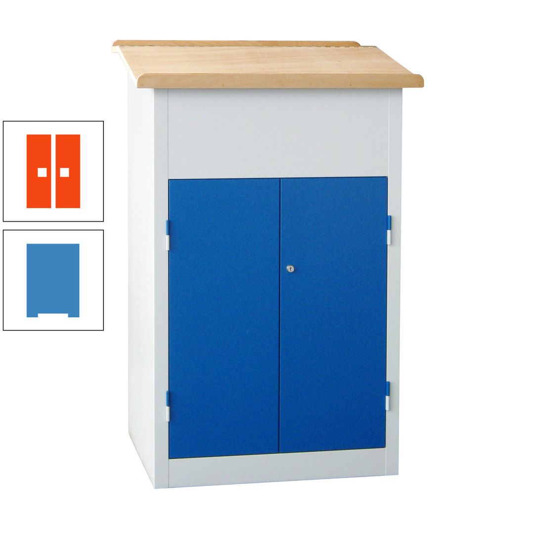 Stehpult mit Schrank - Vollblechtür - Zylinderschloss - 2 Böden - 1.200 x 700 x 600 mm (HxBxT) - anthrazitgrau