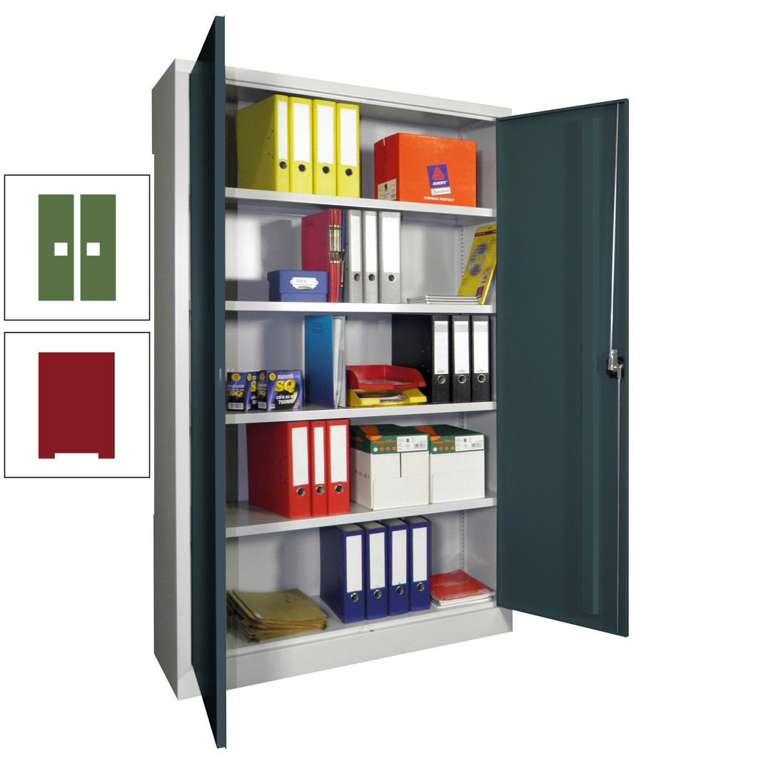 Aktenschrank - Vollblechtüren - 1.950x1.200x400 mm (HxBxT) - 4 Einlegeböden verzinkt - Zylinderschloss - anthrazitgrau