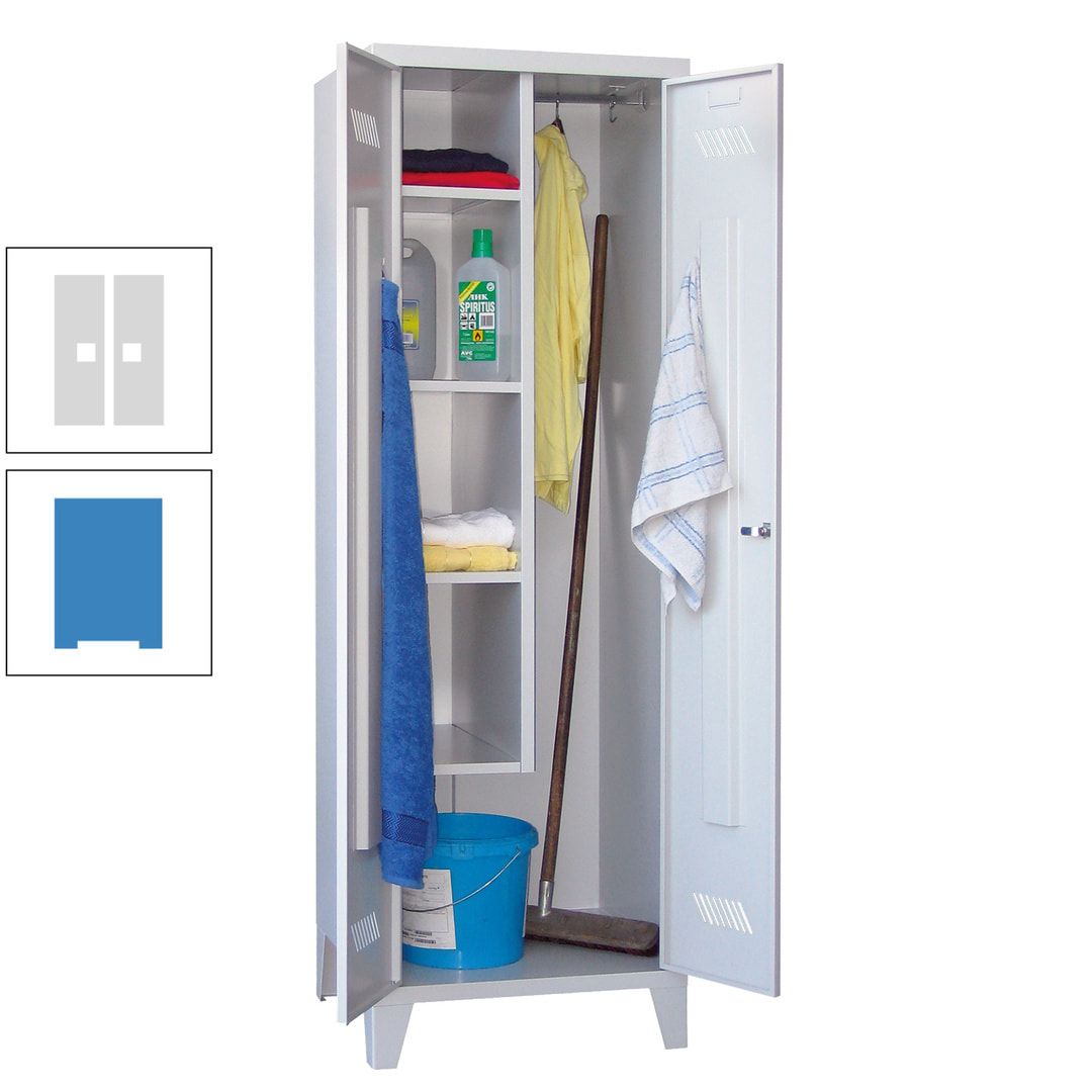 Putzschrank mit Füßen - 1 Abteil mit Trennwand - 1.850x600x500 mm (HxBxT) - Drehriegel - anthrazitgrau