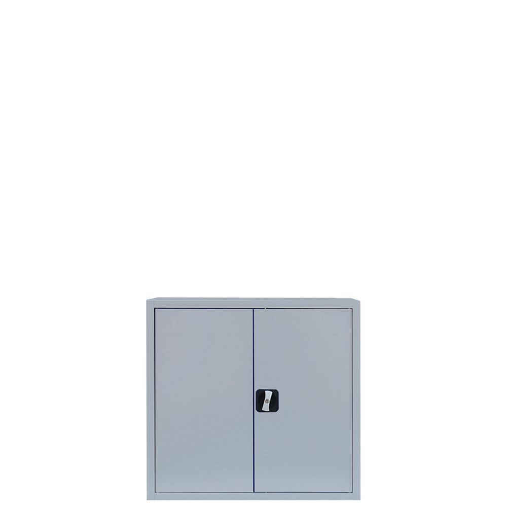 Aktenschrank, Büroschrank, abschließbar, Flügeltüren, 1 Fachboden, 750 x 800 x 383 mm (HxBxT), Stahl, Korpus und Türen in lichtgrau