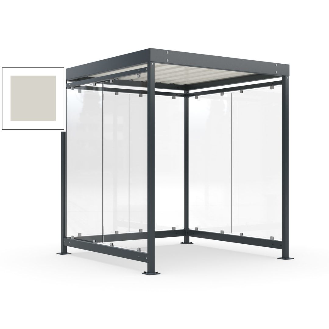 Raucherunterstand, Bushaltestelle, Bausatz, 6-7 Personen, 6 Wände, 2.510 x 2.165 x 2.165 mm (HxBxT), Achatgrau