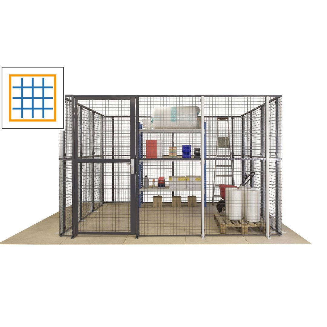 Maschinen Schutzgitter - Hallentrennwand - Sicherheitszaun - Tür - 108 m - 2.200 x 33.400 x 21.400 mm (HxBxT) - enzianblau