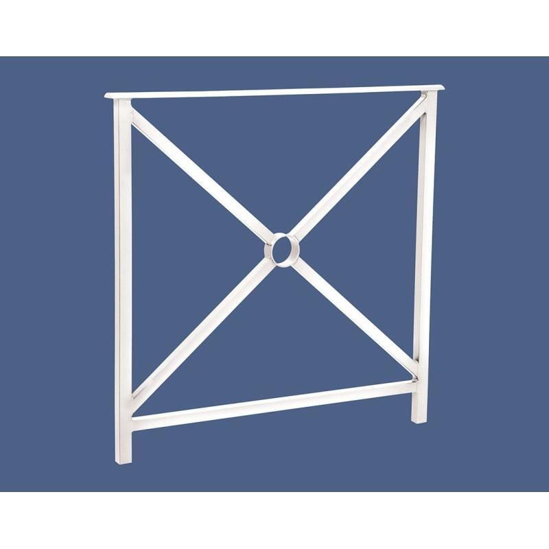Geländer Kreuz und Kreis - 1.000 x 800 mm - flacher Handlauf - Farbe enzianblau - Außengeländer Systemgeländer