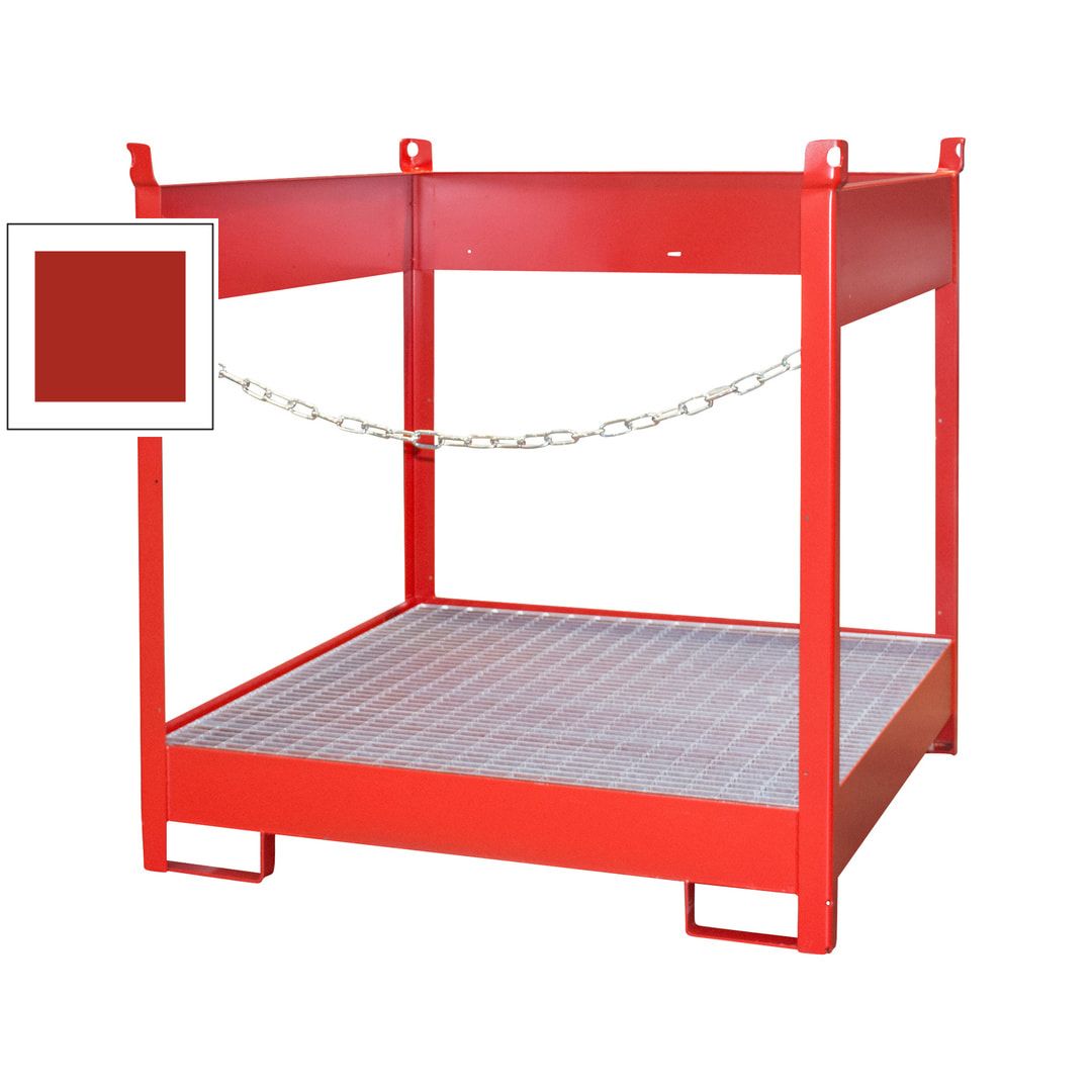 Fass-Stapelpalette - für 4 x 200-l-Fässer - Volumen 220 l - 1.435 x 1.410 x 1.410 mm (HxBxT) - offene Seiten - feuerrot