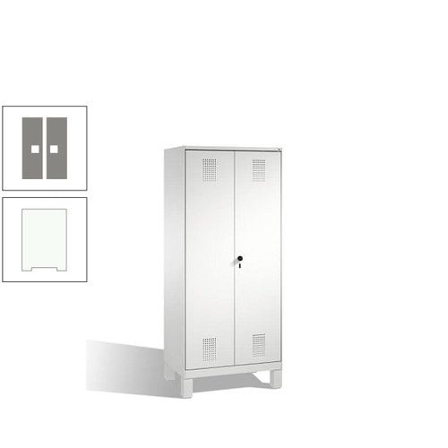 Doppel-Spind, Doppeltüren, Garderobenschrank mit Füßen, 2 Abteile a 400 mm, Korpus anthrazitgrau, Tür anthrazitgrau, 1.850 x 800 x 500 mm (HxBxT)