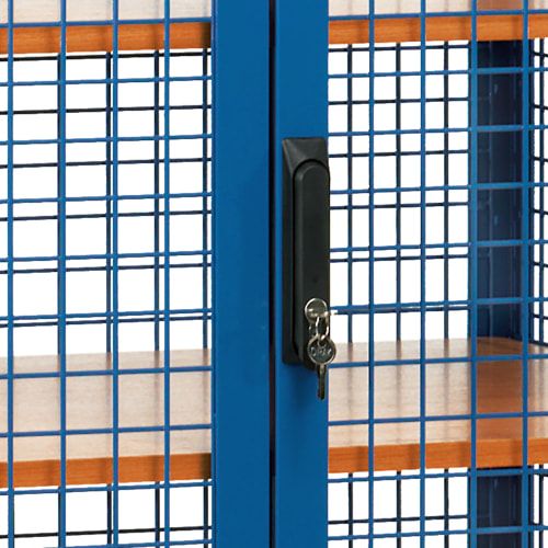 Fetra - Etagen-Kastenwagen - Tragkraft 750 kg - 680 x 1.000 mm (BxT) - Drahtgitter - 2 Türen - Stangenverschluss - brillantblau