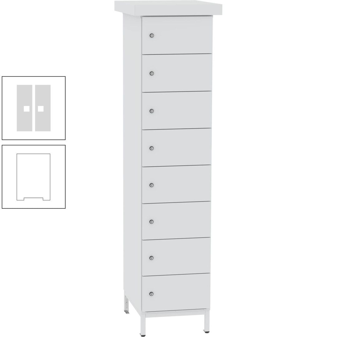 Akkuschrank, Batterieladeschrank, 8 Fächer, Schutzart IP54, Schuko, 1.855 x 400x 570 mm (HxBxT), Korpusfarbe anthrazitgrau, Frontfarbe anthrazitgrau