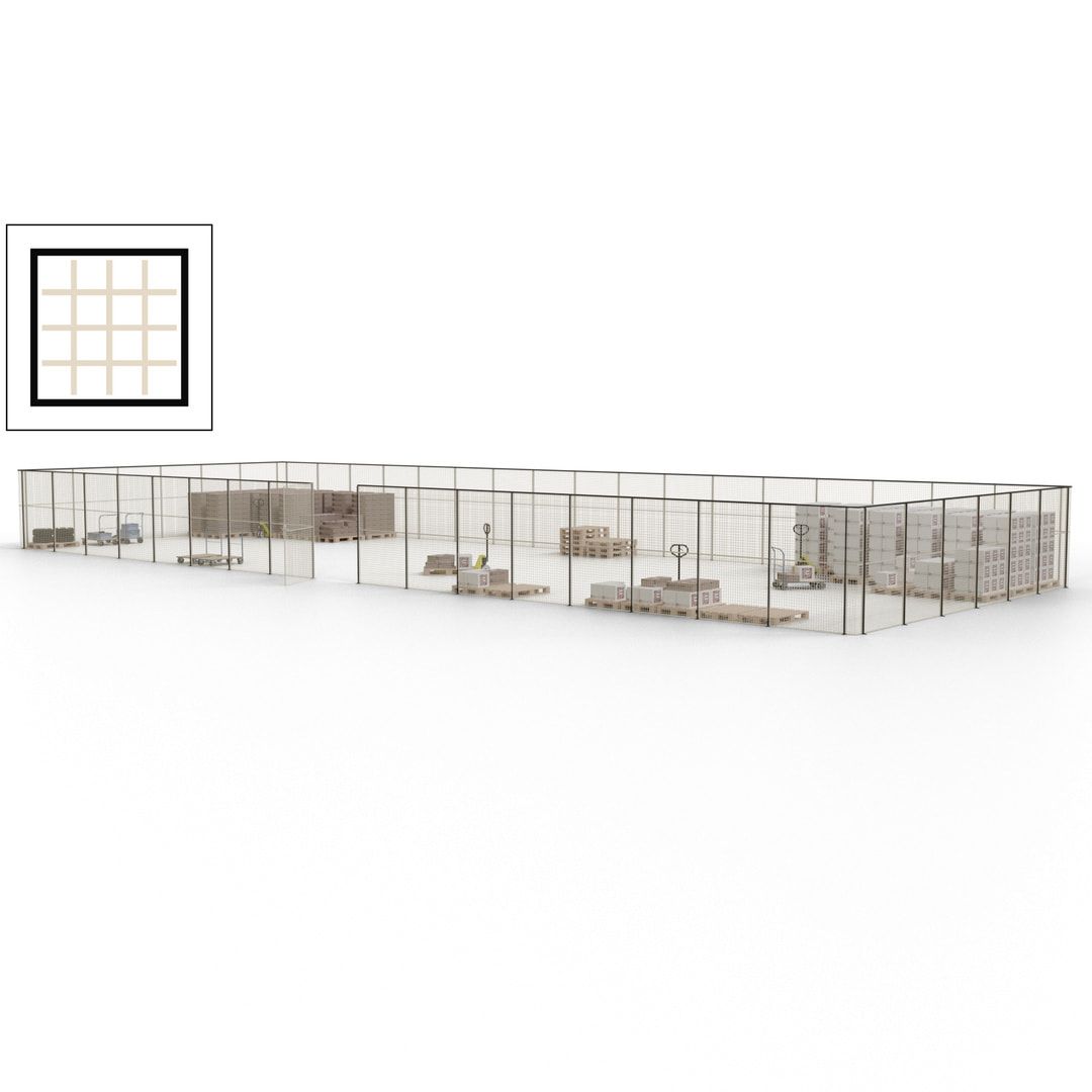 Maschinen Schutzgitter - Hallentrennwand - Sicherheitszaun - Tür - 69 m - 2.200 x 19.900 x 15.400 mm (HxBxT) - enzianblau