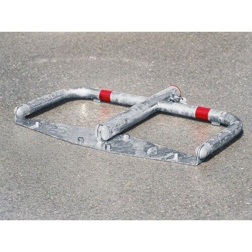 Sperrbügel aus Stahl, kippbar, zum Aufschrauben, abschließbar mit Profil-Zylinder, 500 x 760 mm (HxB)
