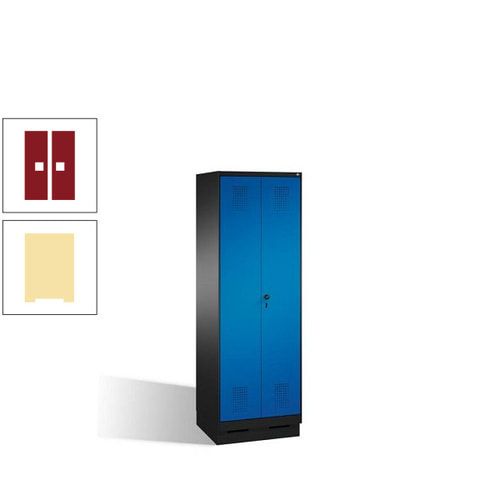 Doppel-Spind, Doppeltüren, Garderobenschrank mit Sockel, 2 Abteile a 300 mm, Korpus anthrazitgrau, Tür anthrazitgrau, 1.800 x 600 x 500 mm (HxBxT)