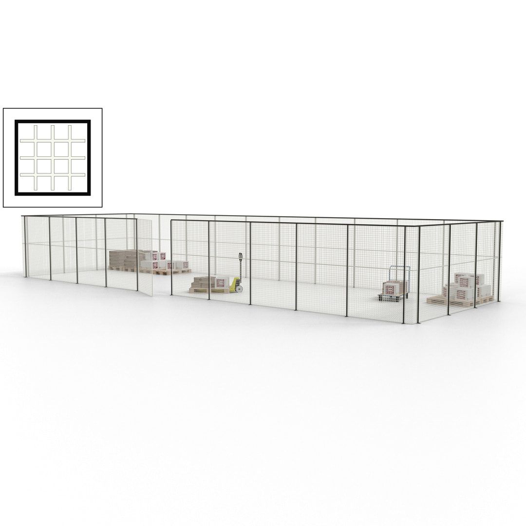 Maschinen Schutzgitter - Hallentrennwand - Sicherheitszaun - Tür - 39 m - 2.200 x 15.400 x 4.900 mm (HxBxT) - enzianblau