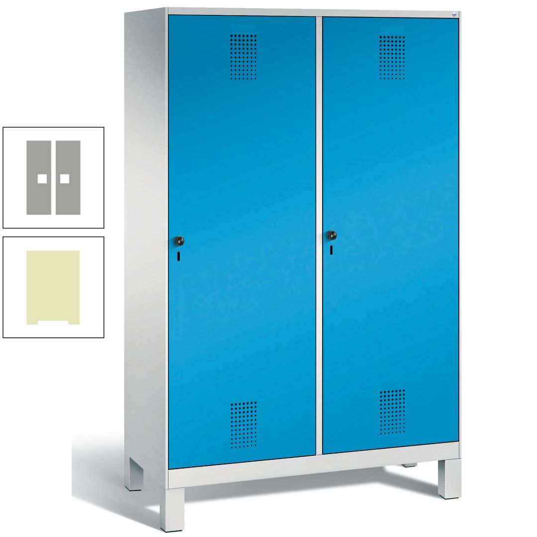 Doppel-Spind, Garderobenschrank, 2 Türen für 4 Abteile a 300 mm, Korpus anthrazitgrau, Türen anthrazitgrau, 1.850 x 1.200 x 500 mm (HxBxT)
