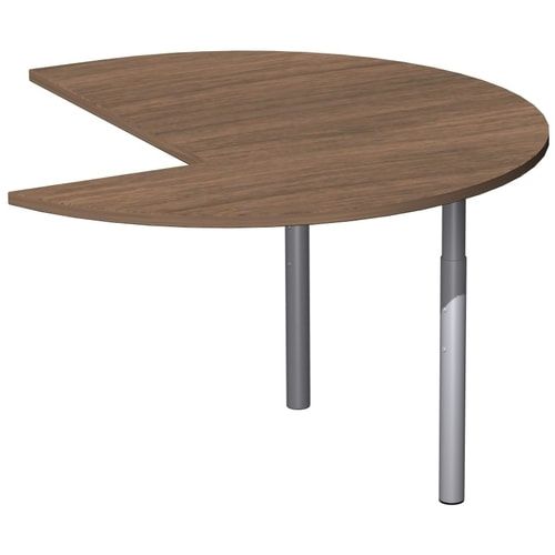 Anbautisch Dreiviertelkreis links, 4-Fuß Pro Quadrat, höhenverstellbar 680-820 mm, 1.200 x 1.200 mm (BxT), Dekor Ahorn, Gestell silber