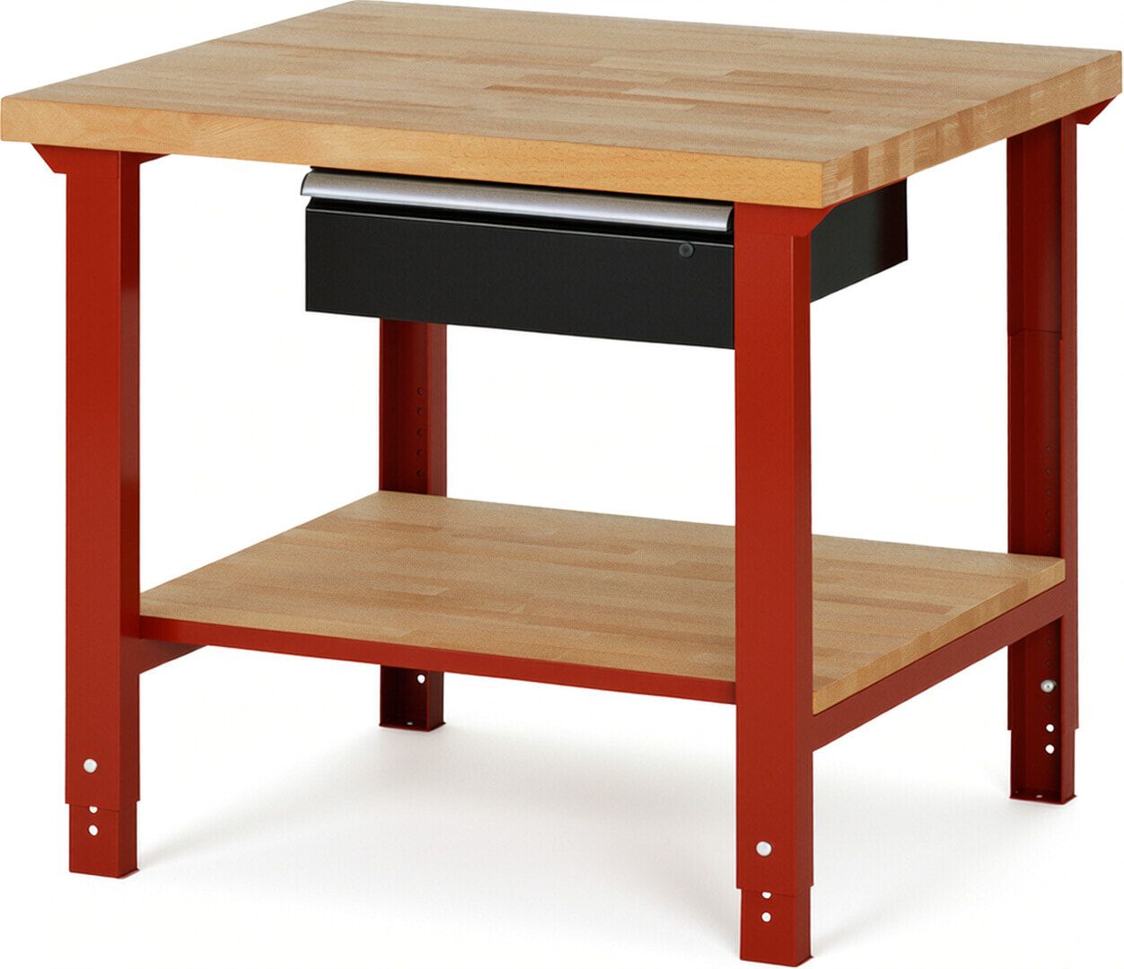 Werkbank mit Ablage - 1 Schublade - 150:1 - höhenverstellbar 790 - 1.140 mm - 1.000 x 900 mm (BxT) - 750 kg - Buche - Anthrazitgrau
