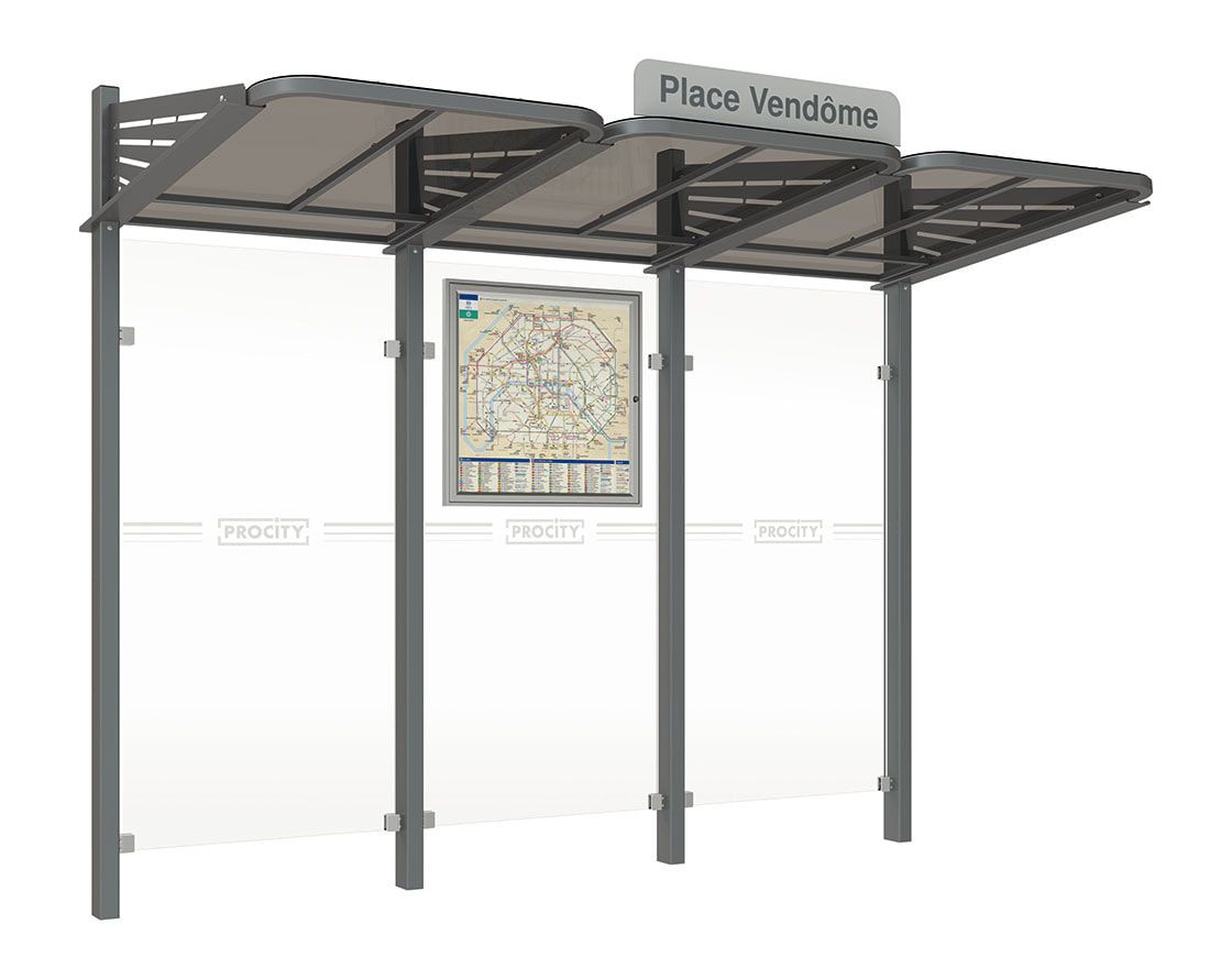 Buswartehalle - Unterstand - modular - Fahrplankasten - Haltestellenschild - 2.200 x 3.000 x 1.500 mm (HxBxT) - enzianblau