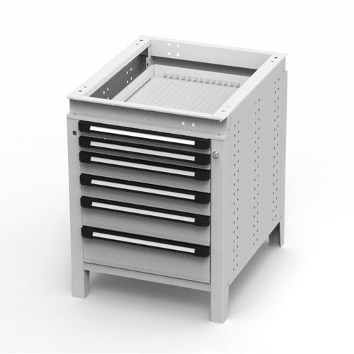 OTTOKIND Werkbank - Arbeitsplatte bündig - 850 x 605 x 750 mm (HxBxT) - 6 Schubladen - lichtgrau