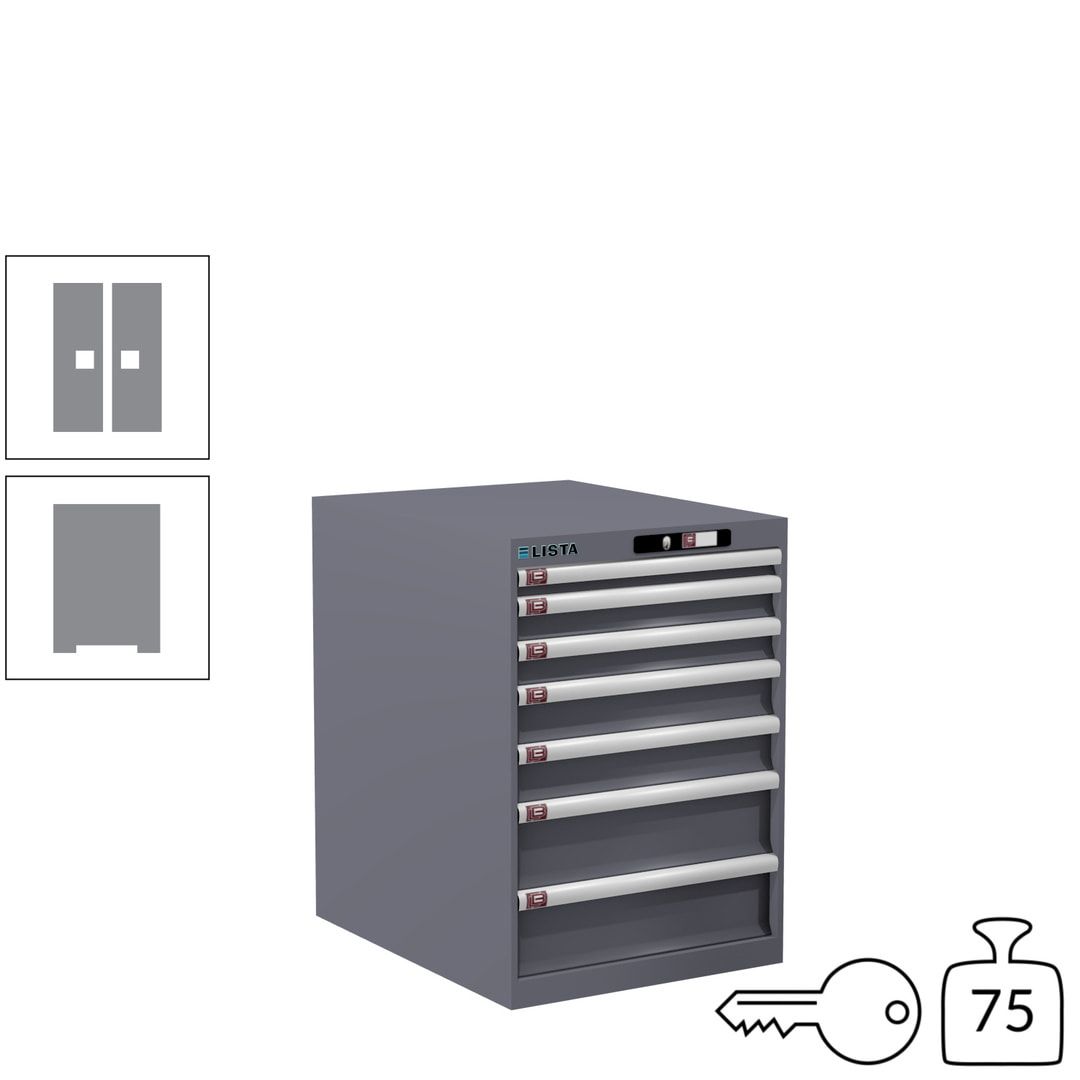 Lista Schubladenschrank - 14.354.010 - 800x564x725 mm (HxBxT) - 7 Schubladen - 75 kg - Key Lock - lichtblau (RAL 5012)