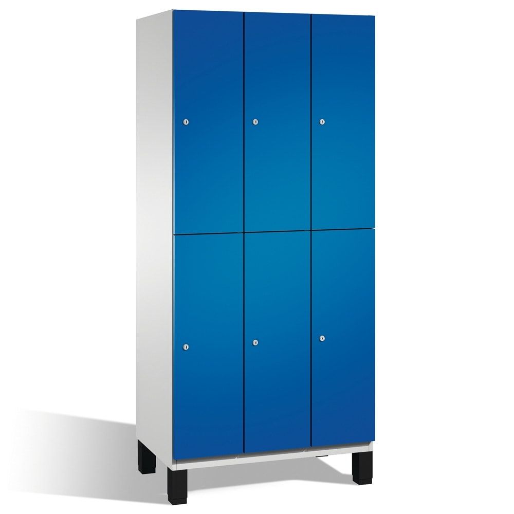 Fächerschrank, Stahlschrank, doppelstöckig, 6 Fächer, Füße, Korpus anthrazitgrau, Tür anthrazitgrau, 1.980 x 900 x 525 mm (HxBxT)