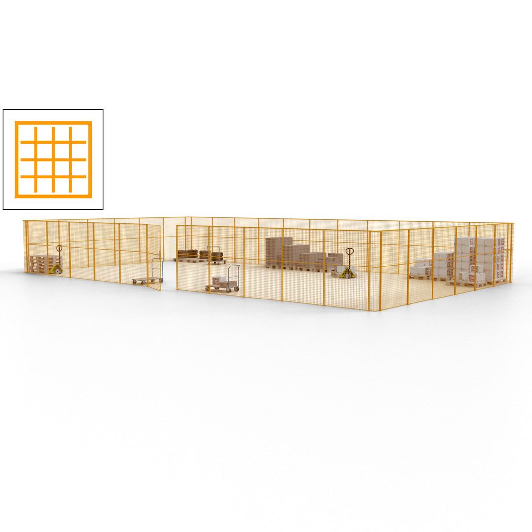 Maschinen Schutzgitter - Hallentrennwand - Sicherheitszaun - Tür - 51 m - 2.200 x 16.900 x 9.400 mm (HxBxT) - enzianblau