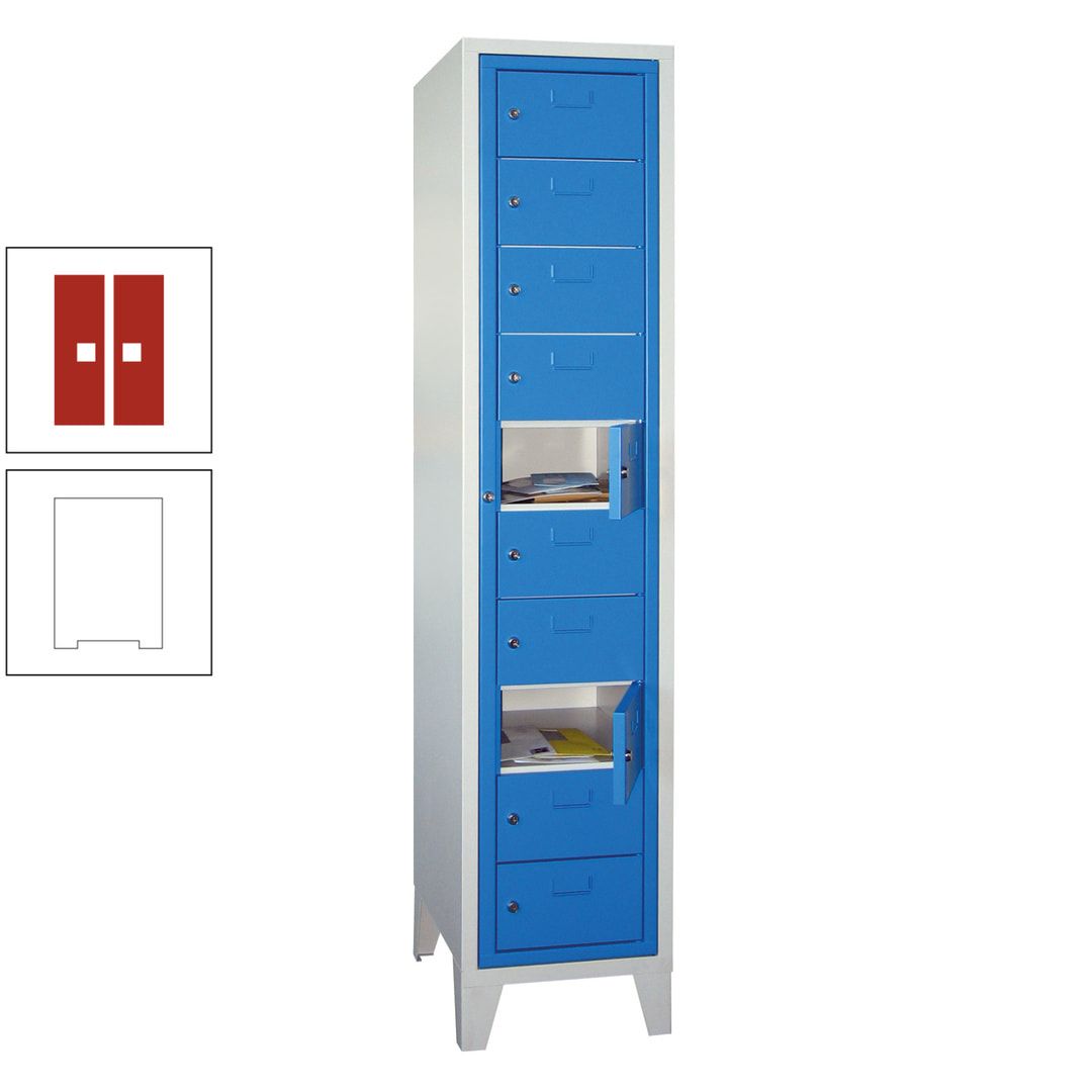 Schließfachschrank - Wäscheausgabeschrank - 10 Fächer a 315 mm - 1.850x400x500 mm (HxBxT) - Füße - Zylinderschloss - anthrazitgrau
