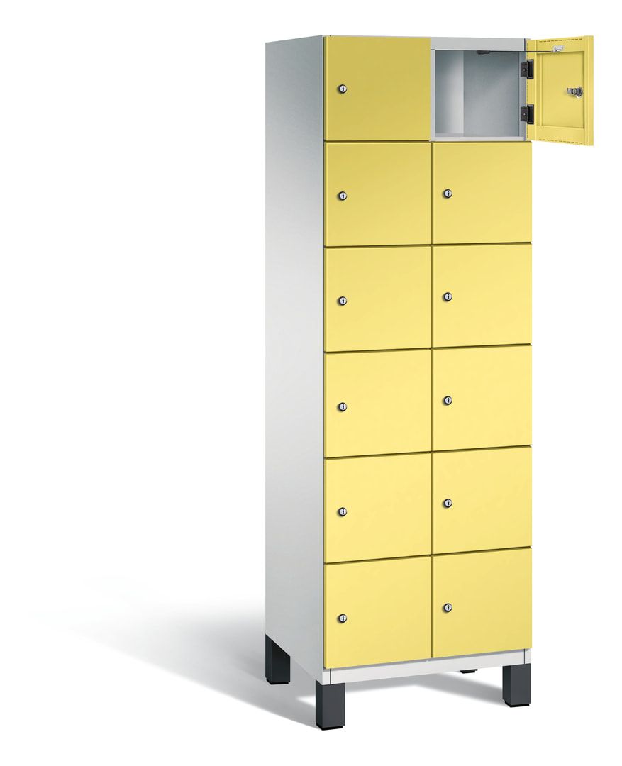 Fächerschrank, Stahlschrank, 12 Fächer, Türöffnungsbegrenzer, Füße, 1.980 x 600 x 525 mm (HxBxT), Korpus anthrazitgrau, Front anthrazitgrau