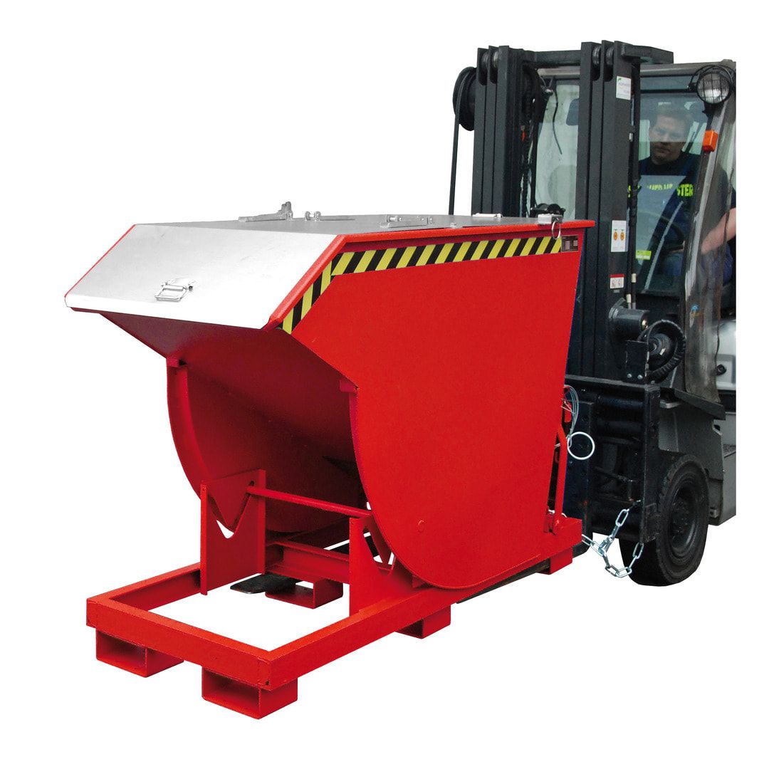 BAUER Kippbehälter m. Abrollmechanismus - 1.000 l - 3.000 kg - feuerrot
