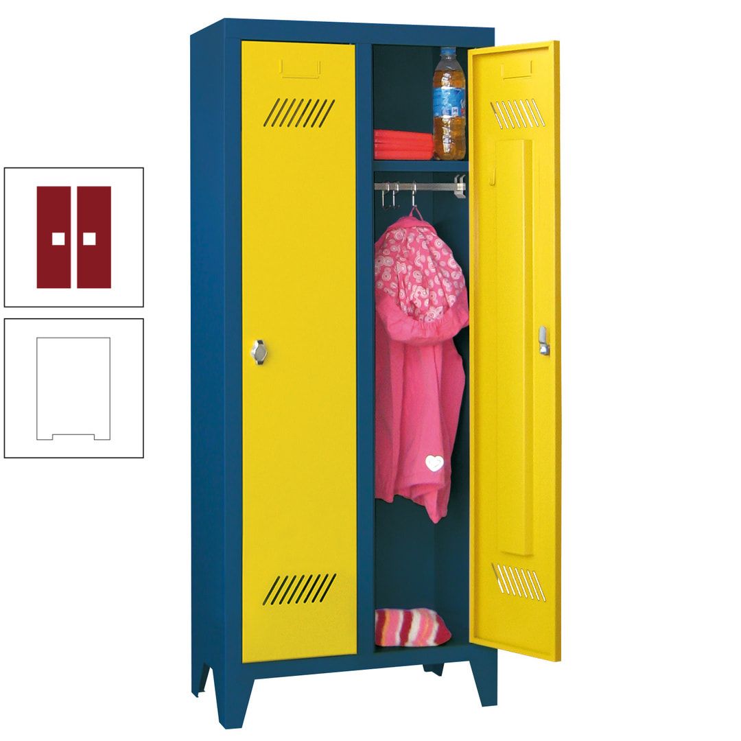 Spindschrank f. Kindergärten - mit Füßen - Höhe 1.300 mm - 2 Abteile a 250 mm - Zylinderschloss - anthrazitgrau