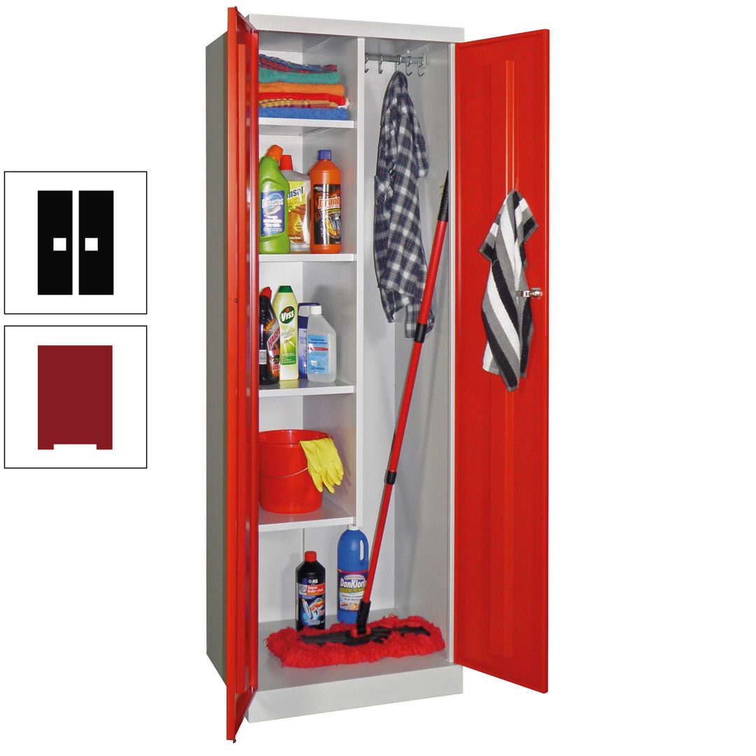 Putzschrank mit Sockel - 1 Abteil mit Trennwand - 1.800x600x500 mm (HxBxT) - Zylinderschloss - anthrazitgrau