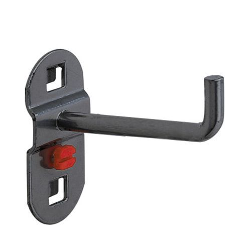 Werkzeughalter mit senkrechtem Hakenende, für Lochplatte, Schraubsystem, Länge 125 mm, Durchmesser 6 mm, Stahl, Kunststoff, Farbe Aluminium