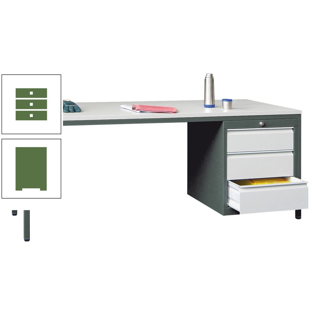 Meisterschreibtisch - 3 Schubladen 150 / 175 mm - 720 x 1.700 x 800 mm (HxBxT) - anthrazitgrau