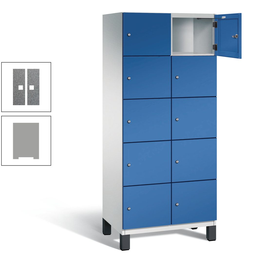 Fächerschrank, Stahlschrank, 10 Fächer, Türöffnungsbegrenzer, Füße, 1.980 x 800 x 525 mm (HxBxT), Korpus anthrazitgrau, Front anthrazitgrau