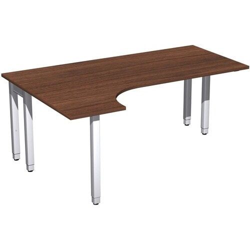 Eckschreibtisch, Ecke links, Füße einseitig verkürzt, 4-Fuß Quadrat Pro, höhenverstellbar, 680-800 x 1.600 x 1.200 mm (HxBxT), Dekor Ahorn