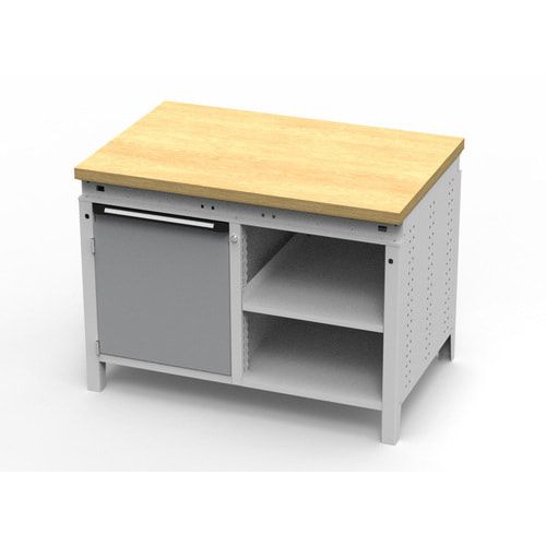 OTTOKIND Werkbank - bündige Arbeitsplatte - 850 x 1.150 x 750 mm (HxBxT) - Schrank - 2 Ablageböden - lichtgrau