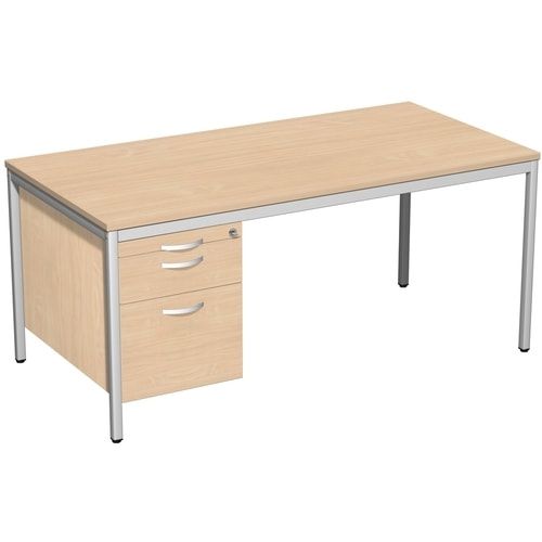 Schreibtisch 4-Fuß Eco - Hängecontainer - 3 Schubfächer - abschließbar - 720 x 1.200 x 800 mm (HxBxT) - Gestell lichtgrau - Ahorn