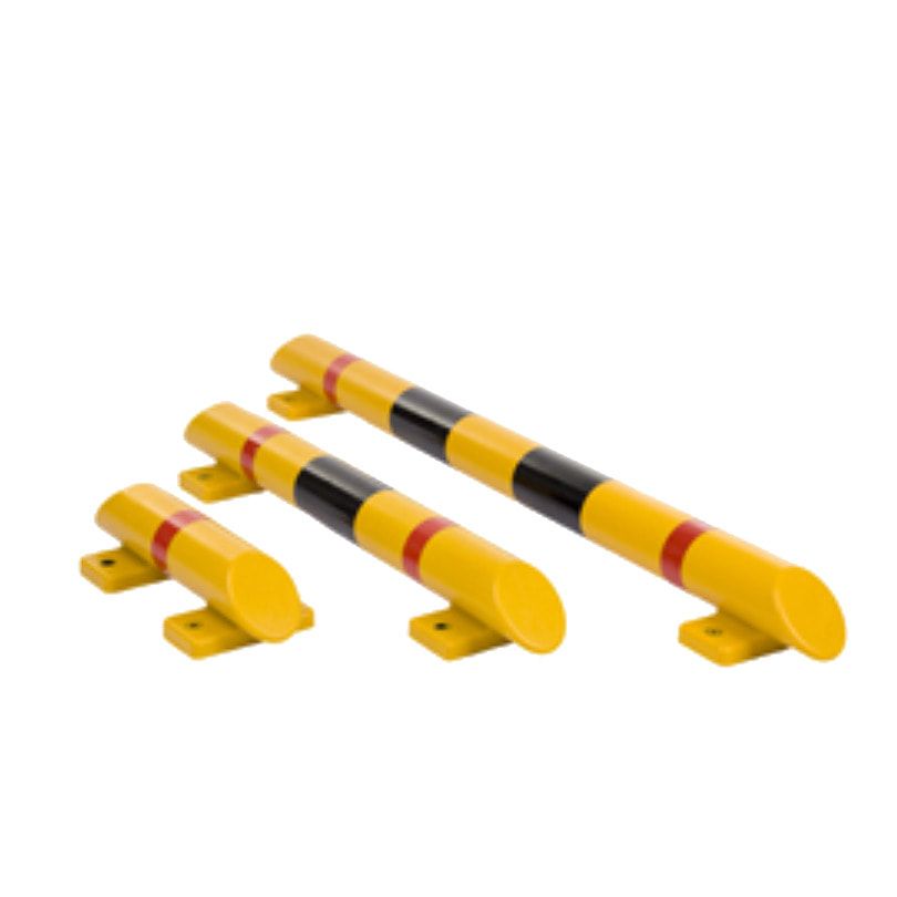 Rammschutz Balken - Rollstopbalken - Breite 1.200 mm - Durchmesser 80 mm - gelb - mit Reflektoren