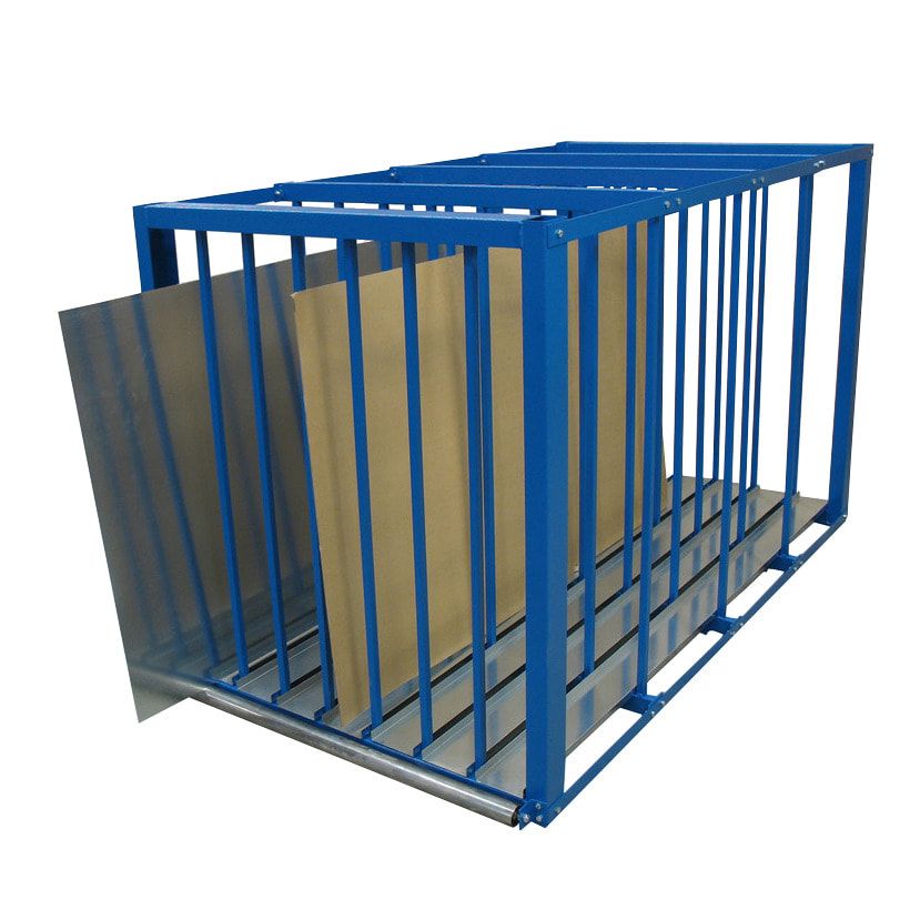Plattenlager Regal - Blechlager - Holzlager - Plattenregal - Fachhöhe 1.150 mm - Fachlast 1.000 kg - 1.250 x 1.100 x 2.000 mm (HxBxT) - capriblau