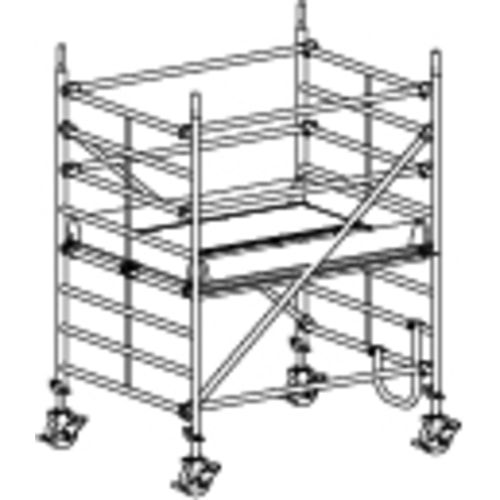 Fahrgerüst mit großer Plattform und Ausleger - 2.640 x 1.900 x 1.500 mm (HxBxT) - Hymer Aluminium Gerüst