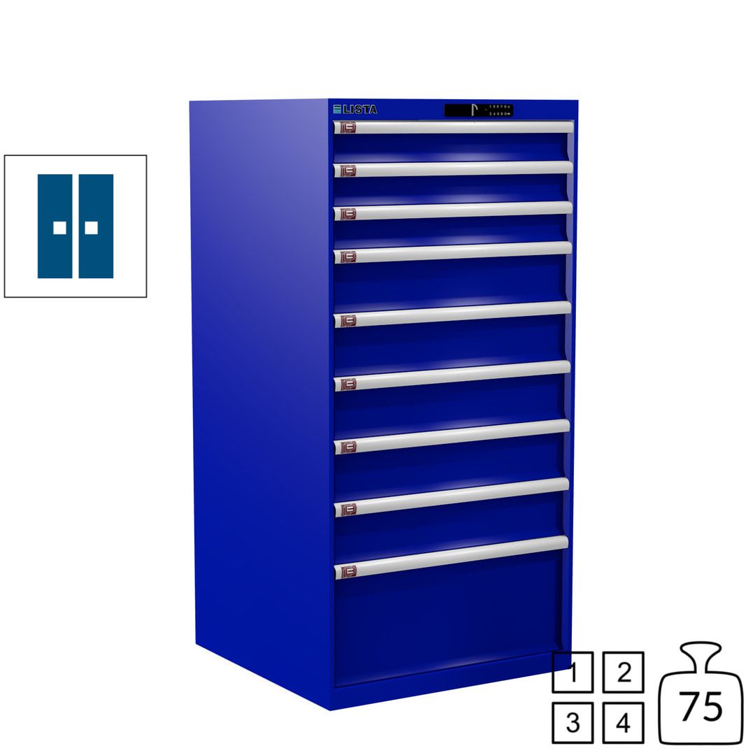 Lista Schubladenschrank - 13.106.010 - 1.450x717x725 mm (HxBxT) - 9 Schubladen - 200 kg - Key Lock - lichtblau (RAL 5012)