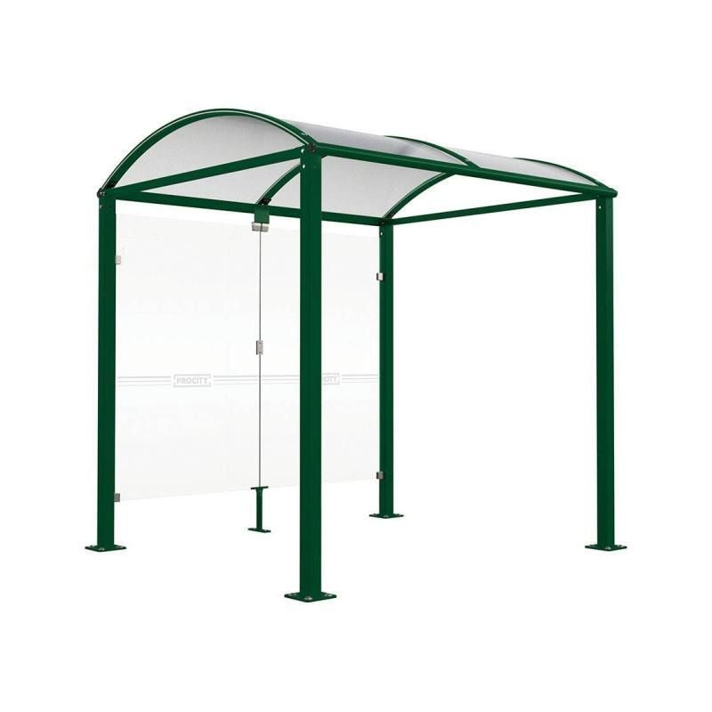 Fahrradunterstand, Fahrradüberdachung, All-in-One + Zusatz, Sicherheitsglas, 2.635 x 5.000 x 2.090 mm (HxBxT), auf Bodenplatten, Farbe enzianblau