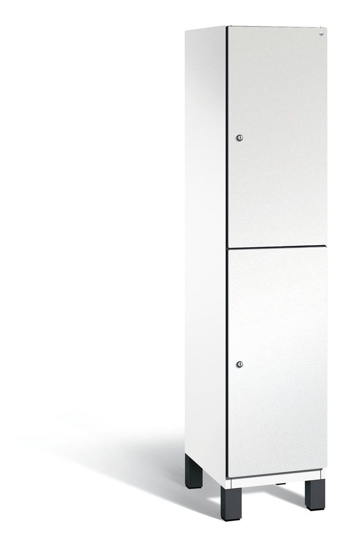 Fächerschrank, Stahlschrank, doppelstöckig, 2 Fächer, Füße, Korpus anthrazitgrau, Tür anthrazitgrau, 1.980 x 400 x 525 mm (HxBxT)