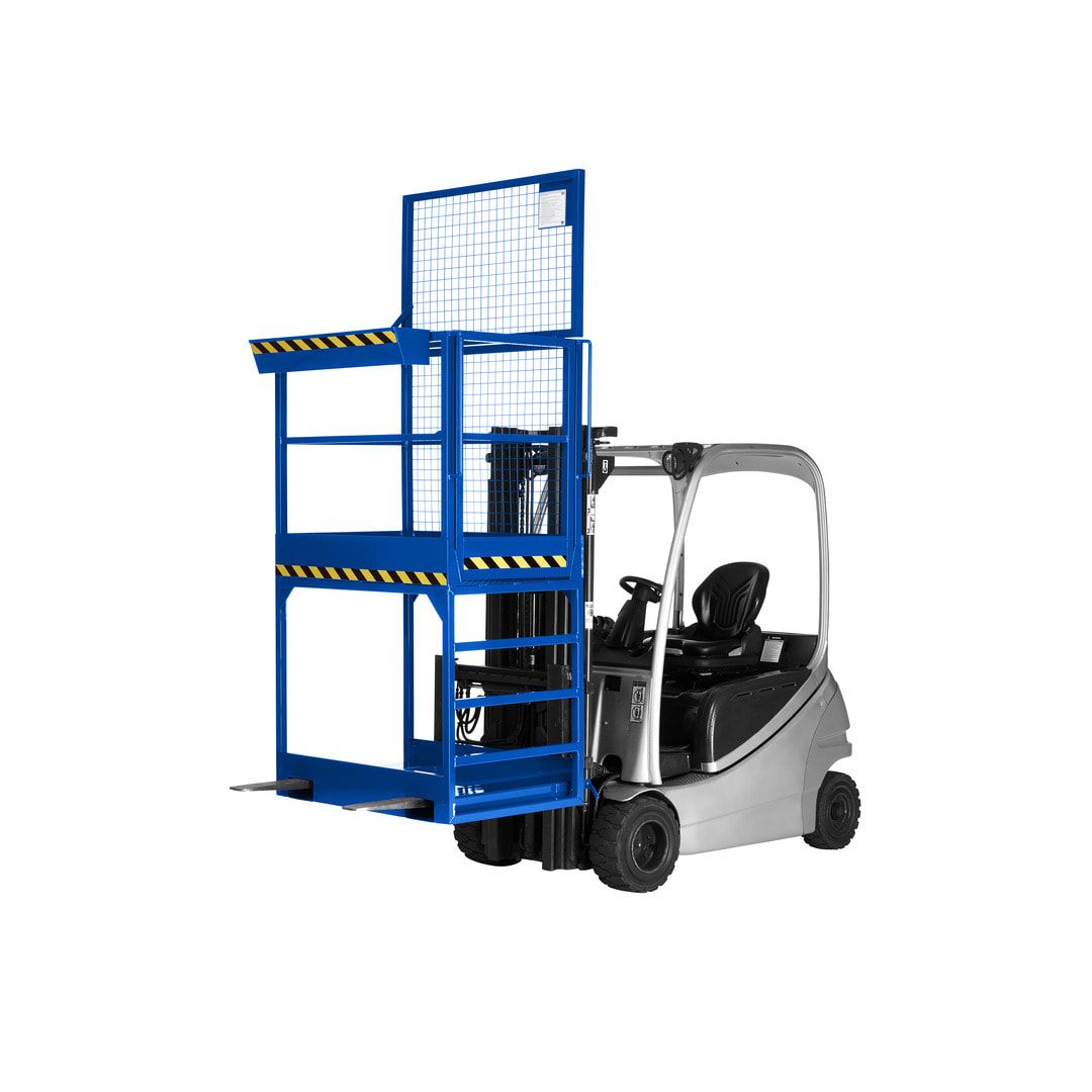 Arbeitsbühne für Stapler und Frontlader - Arbeitskorb - Montagebühne - Extra hoch - Tragkraft 300 kg - 2.810 x 1.200 x 800 mm (HxBxT) - anthrazitgrau