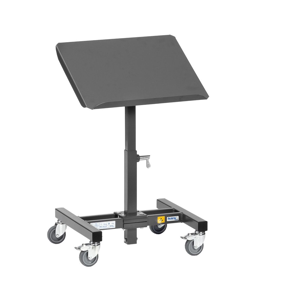 Fetra - Fahrbarer Materialständer - ESD - 150 kg - Plattform neigbar - höhenverstellbar 500 - 775 mm - schiefergrau