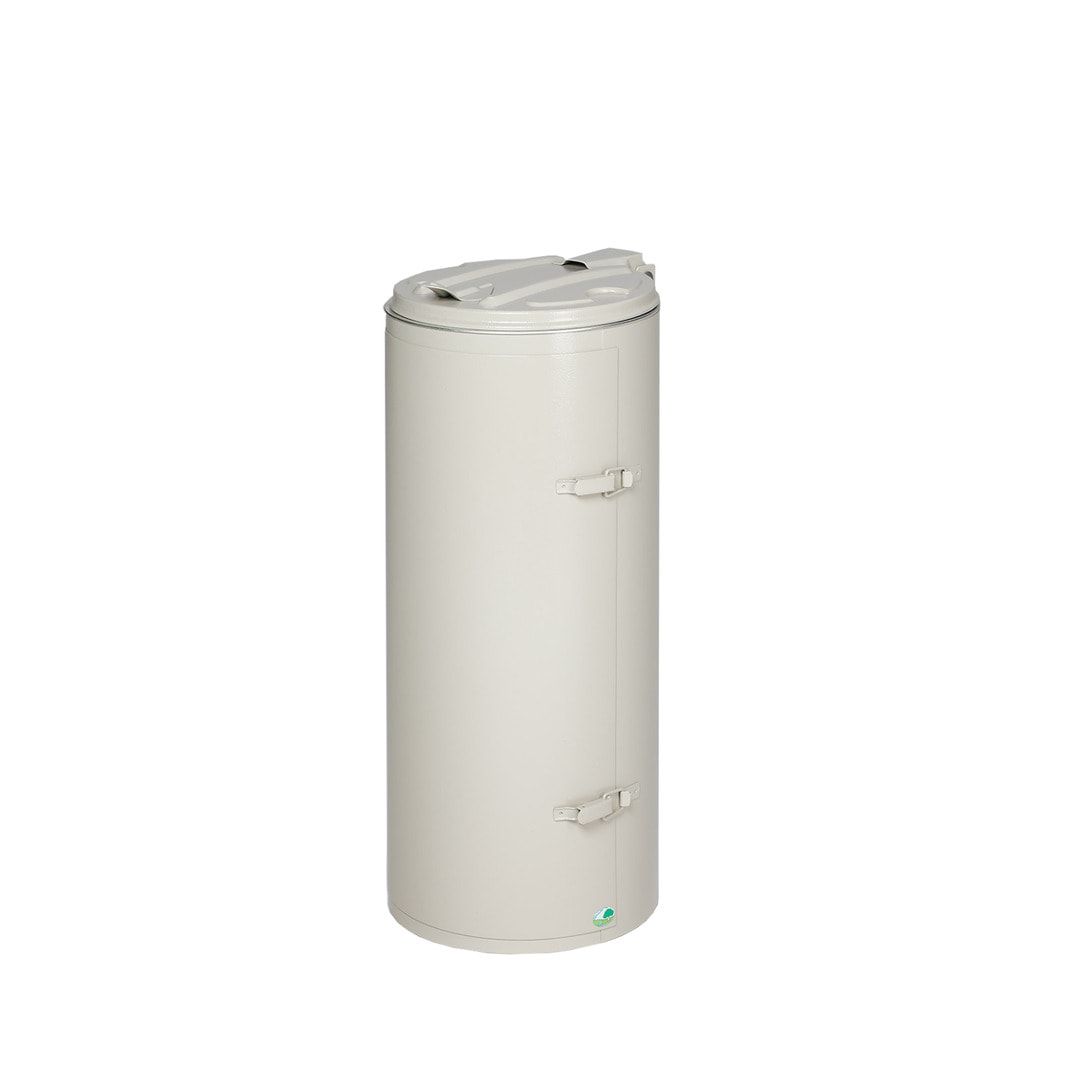 Abfallbehälter mit Flügeltür - Volumen 120 l - rund - 980 x 500 x 500 mm (HxBxT) - kieselgrau