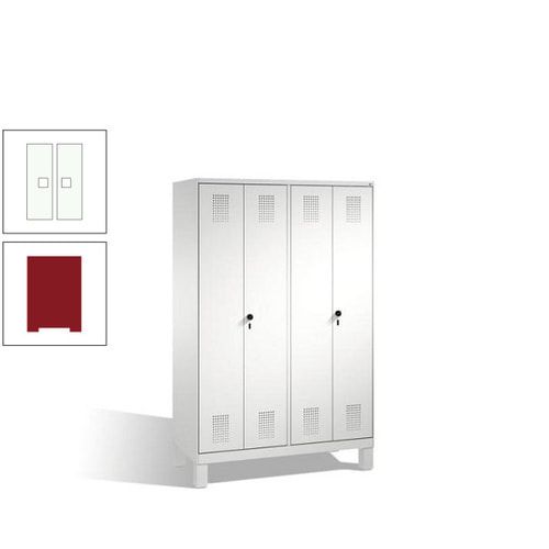 Doppel-Spind, Doppeltüren, Garderobenschrank mit Füßen, 4 Abteile a 300 mm, Korpus anthrazitgrau, Tür anthrazitgrau, 1.850 x 1.200 x 500 mm (HxBxT)